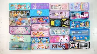 unboxing unicorn stationery collection 🤩 geometry, hello kitty, pencil box, sharpener, eraser 