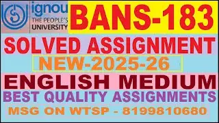 BANS 183 Solved Assignment 2025 in English | bans 183 solved assignment 2025 | bans183 2025