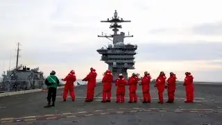 Aircraft Carrier Replenishment At Sea - Fuel Transfer