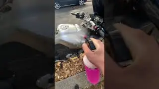 Cleaning the bike with Muc-off products #motorcycle #carvaleting #yamaha #detailing #dirty #rider