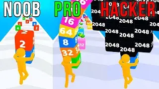 COLLECTED A MEGA RECORD! ◼️ NOOB vs PRO vs HACKER in 2048 Cube Run