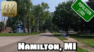 Driving Around Small Town Hamilton, Michigan in 4k Video