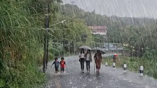 Walking Alone Through the Countryside in Heavy Rain &mdash; A Quiet and Reflective Day