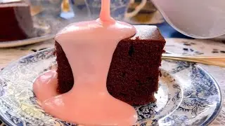 OLD SCHOOL CHOCOLATE Sponge and PINK Custard CLASSIC UK school dessert