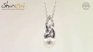 Celtic Pearl Necklace Adorned By Swarovski Crystals