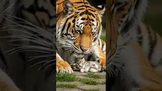 Tiger Meets the Fearless Kitten Who Thinks It Can Roar #cats #animals #wildlife