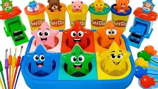 How to Make Kinetic Sand Rainbow Clown Stars & Cutting ASMR 🌈 Kinetic Sand ASMR