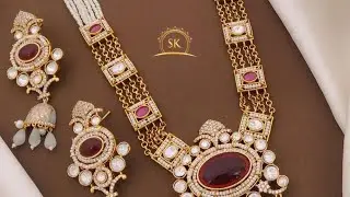 Long Kundan necklace set|monsonite pendant set|long necklace set|Kundan necklace|Heritage jewellery