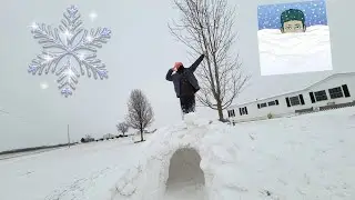 Day 2 of building our snow shelter!!!(binks first time in the fort)