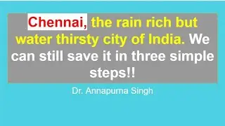How to tackle the Chennai water crisis? We can still save Chennai City!! @pmoindia @NarendraModi