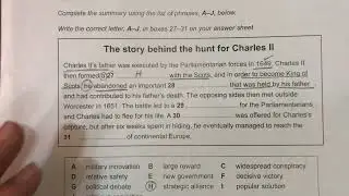 IELTS Reading Summary Completion|IELTS Reading fill in the blanks|To Catch the King