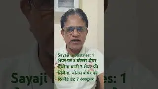 Sayaji Industries: 1 शेयर पर 3 बोनस शेयर मिलेगा, बोनस शेयर का रिकॉर्ड डेट 7 अक्टूबर&nbsp; &nbsp;