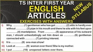 TS Inter First Year English (New Syllabus) | Articles | Exercises with Answers
