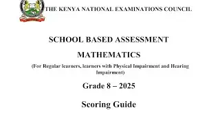 Knec Maths  G8 Marking scheme sample paper