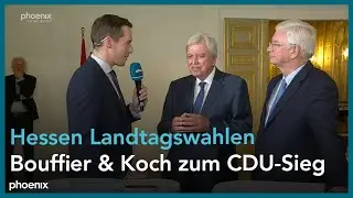 Volker Bouffier und Roland Koch (beide CDU) im Interview zum CDU-Sieg in Hessen