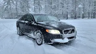 2008 Volvo S80 T6 AWD In Snowy Winter (Engine Sound)