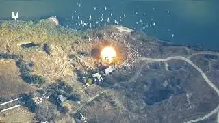 Ukraine war footage shows the Destruction of a Russian ammunition depot by Ukrainian Himars Strikes,