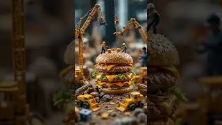Miniature construction workers building a grilled Zinger | AI-generated #shorts #aiart