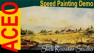Art Whale Watercolor and Bee Paper Speed Painting ACEO Demo