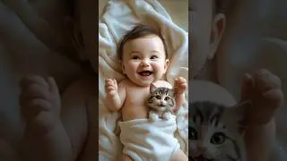 Baby and Kitten's Adorable Reaction to Fart and Giggle Explosion!