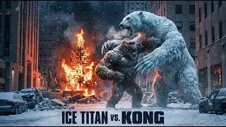 Giant Polar Bear Attacks King Kong on Frozen Christmas in New York - 4K