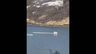 Ships on the Danube in Winter, Slow River Traffic, Relax Video