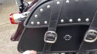 Viking Charger Slanted Studded Motorcycle Saddlebags For Harley Softail Fatboy FLSTF 🔥
