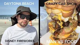 Man vs food in Daytona | Crazy car show | amazing disney fireworks