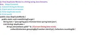 Java Stream Interview Question | Find Duplicate Words in a String Using Streams