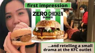 Trying a &lsquo;chickenless&rsquo; chicken burger. (ZERO CHICKEN KFC MALAYSIA first impression)