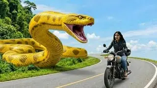 Giant yellow anaconda meet on the way || snake story || adventure tales