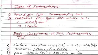 Unit:6 | Numerical of Plain Sedimentation | Types:2 | Water Treatment  | Prashant YT | BE Civil |
