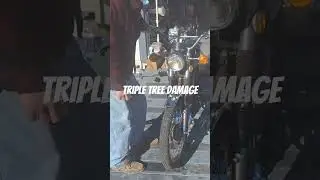 Frame damage nobody sees until you remove the triple tree #MechanicLife #motorcyclebuild #shorts
