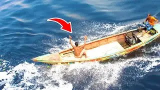 Motor Boats Colliding With The Strong Water