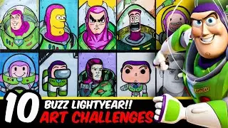 Drawing Buzz Lightyear in 10 different art style | drawing Buzz Lightyear | Art challenge!