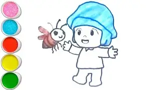 Cute pocoyo with lady bug Drawing, Painting and Coloring For Kids and Toddlers _Easy Drawing 