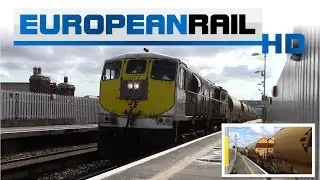 Iarnr&oacute;d &Eacute;ireann Irish Rail 071 loco 072 + 8 High Output Ballast Wagons pass Drumcondra