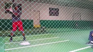Crossroads CF Benjamin Doin' Work in the Cage with Hitting Coach Ernie Baron - 2017
