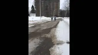 Running with Dion racing snowshoes