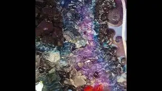 5ft x 3ft Resin Geode Wall Art with Gems/Crystal's #ResinArtra #epoxyart #epoxyresin #fluidart #art