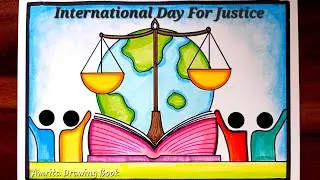 World Day of Social Justice Poster Drawing | Justice Day Drawing | Constitution Day Drawing easy