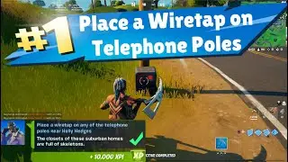 Place a Wiretap on any of the telephone poles near holly hedges - Fortnite