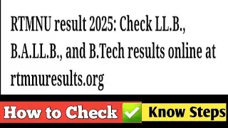 RTMNU Result 2025 Out | RTMNU Exam Result Date 2025