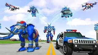Mobil Polisi AS Berubah Jadi Robot Gajah | Robot Elephant Police Transport Game