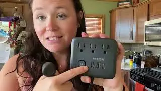 JcBlaon Power Strip with USB 5FT Flat Plug Outlet Extender Travel Power Strip