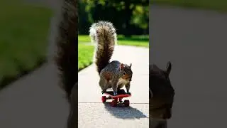 squirrel dance and skating #DreamScreenAI #ytshorts #cute #viralvideo #funny