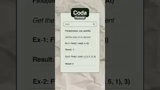 Coda Collections Formulas: Find(element, List, startAt) #shorts #coding #nocode