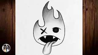 How to Draw an Easy Flame Face - Fire Drawing Step by Step - Easy Drawings for Beginners
