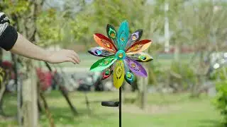 Kinetic Wind Spinner with Garden Stake, Metal Windmill Garden Decor