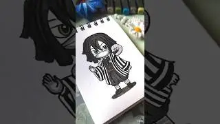 Chibi Obanai Iguro Hashira  Anime Drawing 🖤🐍 Demon Slayer Anime Art | Kawaii Art Easy Colouring kids
